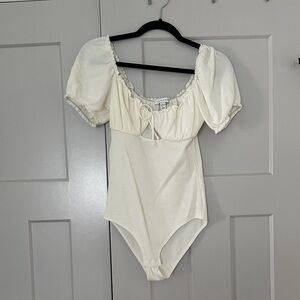 Topshop Cream Puff Sleeve Bodysuit